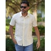 image:imageCOOFANDY Mens Cuban Guayabera Shirt Short Sleeve Button Down Shirts Summer Beach Vacation ShirtsBeige