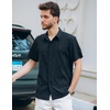 image:imageCOOFANDY Mens Cuban Guayabera Shirt Short Sleeve Button Down Shirts Summer Beach Vacation ShirtsBlack