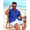 image:imageCOOFANDY Mens Cuban Guayabera Shirt Short Sleeve Button Down Shirts Summer Beach Vacation ShirtsBright Royal