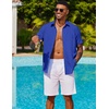 image:imageCOOFANDY Mens Cuban Guayabera Shirt Short Sleeve Button Down Shirts Summer Beach Vacation ShirtsBright Royal