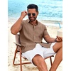 image:imageCOOFANDY Mens Cuban Guayabera Shirt Short Sleeve Button Down Shirts Summer Beach Vacation ShirtsCaramel