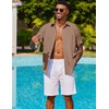 image:imageCOOFANDY Mens Cuban Guayabera Shirt Short Sleeve Button Down Shirts Summer Beach Vacation ShirtsCaramel