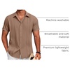 image:imageCOOFANDY Mens Cuban Guayabera Shirt Short Sleeve Button Down Shirts Summer Beach Vacation ShirtsCaramel
