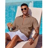 image:imageCOOFANDY Mens Cuban Guayabera Shirt Short Sleeve Button Down Shirts Summer Beach Vacation ShirtsCaramel