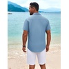 image:imageCOOFANDY Mens Cuban Guayabera Shirt Short Sleeve Button Down Shirts Summer Beach Vacation ShirtsDenim Blue  White Webbing