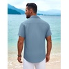 image:imageCOOFANDY Mens Cuban Guayabera Shirt Short Sleeve Button Down Shirts Summer Beach Vacation ShirtsDenim Blue