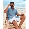 image:imageCOOFANDY Mens Cuban Guayabera Shirt Short Sleeve Button Down Shirts Summer Beach Vacation ShirtsDenim Blue