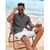 image:imageCOOFANDY Mens Cuban Guayabera Shirt Short Sleeve Button Down Shirts Summer Beach Vacation ShirtsGray