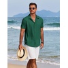 image:imageCOOFANDY Mens Cuban Guayabera Shirt Short Sleeve Button Down Shirts Summer Beach Vacation ShirtsGreen