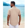 image:imageCOOFANDY Mens Cuban Guayabera Shirt Short Sleeve Button Down Shirts Summer Beach Vacation ShirtsKhaki