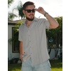 image:imageCOOFANDY Mens Cuban Guayabera Shirt Short Sleeve Button Down Shirts Summer Beach Vacation ShirtsLight Gray