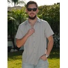 image:imageCOOFANDY Mens Cuban Guayabera Shirt Short Sleeve Button Down Shirts Summer Beach Vacation ShirtsLight Gray