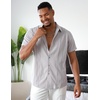 image:imageCOOFANDY Mens Cuban Guayabera Shirt Short Sleeve Button Down Shirts Summer Beach Vacation ShirtsLight Gray