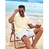 image:imageCOOFANDY Mens Cuban Guayabera Shirt Short Sleeve Button Down Shirts Summer Beach Vacation ShirtsLight Yellow