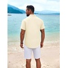 image:imageCOOFANDY Mens Cuban Guayabera Shirt Short Sleeve Button Down Shirts Summer Beach Vacation ShirtsLight Yellow