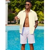 image:imageCOOFANDY Mens Cuban Guayabera Shirt Short Sleeve Button Down Shirts Summer Beach Vacation ShirtsLight Yellow