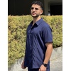 image:imageCOOFANDY Mens Cuban Guayabera Shirt Short Sleeve Button Down Shirts Summer Beach Vacation ShirtsNavy Blue