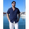 image:imageCOOFANDY Mens Cuban Guayabera Shirt Short Sleeve Button Down Shirts Summer Beach Vacation ShirtsNavy Blue