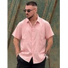 image:imageCOOFANDY Mens Cuban Guayabera Shirt Short Sleeve Button Down Shirts Summer Beach Vacation ShirtsPink