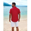 image:imageCOOFANDY Mens Cuban Guayabera Shirt Short Sleeve Button Down Shirts Summer Beach Vacation ShirtsRed