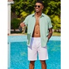 image:imageCOOFANDY Mens Cuban Guayabera Shirt Short Sleeve Button Down Shirts Summer Beach Vacation ShirtsSage Green