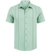 image:imageCOOFANDY Mens Cuban Guayabera Shirt Short Sleeve Button Down Shirts Summer Beach Vacation ShirtsSage Green