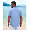 image:imageCOOFANDY Mens Cuban Guayabera Shirt Short Sleeve Button Down Shirts Summer Beach Vacation ShirtsSky Blue