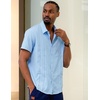 image:imageCOOFANDY Mens Cuban Guayabera Shirt Short Sleeve Button Down Shirts Summer Beach Vacation ShirtsSky Blue
