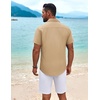 image:imageCOOFANDY Mens Cuban Guayabera Shirt Short Sleeve Button Down Shirts Summer Beach Vacation ShirtsTan