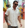 image:imageCOOFANDY Mens Cuban Guayabera Shirt Short Sleeve Button Down Shirts Summer Beach Vacation ShirtsWhite