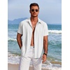 image:imageCOOFANDY Mens Cuban Guayabera Shirt Short Sleeve Button Down Shirts Summer Beach Vacation ShirtsWhite