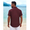 image:imageCOOFANDY Mens Cuban Guayabera Shirt Short Sleeve Button Down Shirts Summer Beach Vacation ShirtsWine Red