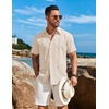 image:imageCOOFANDY Mens Cuban Guayabera Short Sleeve Shirt Casual Summer Beach Tops Button Down Untucked ShirtsBeige