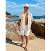 image:imageCOOFANDY Mens Cuban Guayabera Short Sleeve Shirt Casual Summer Beach Tops Button Down Untucked ShirtsBeige