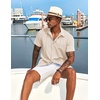 image:imageCOOFANDY Mens Cuban Guayabera Short Sleeve Shirt Casual Summer Beach Tops Button Down Untucked ShirtsBeige