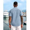 image:imageCOOFANDY Mens Cuban Guayabera Short Sleeve Shirt Casual Summer Beach Tops Button Down Untucked ShirtsLight Blue