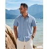 image:imageCOOFANDY Mens Cuban Guayabera Short Sleeve Shirt Casual Summer Beach Tops Button Down Untucked ShirtsLight Blue