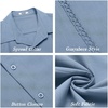 image:imageCOOFANDY Mens Cuban Guayabera Short Sleeve Shirt Casual Summer Beach Tops Button Down Untucked ShirtsLight Blue
