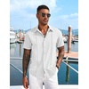 image:imageCOOFANDY Mens Cuban Guayabera Short Sleeve Shirt Casual Summer Beach Tops Button Down Untucked ShirtsWhite
