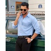 image:imageCOOFANDY Mens Dress Shirt Solid Long Sleeve Wrinkle Free Formal Shirt Business Button Down Shirts with PocketLight Blue