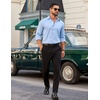 image:imageCOOFANDY Mens Dress Shirt Solid Long Sleeve Wrinkle Free Formal Shirt Business Button Down Shirts with PocketLight Blue