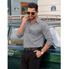 image:imageCOOFANDY Mens Dress Shirt Solid Long Sleeve Wrinkle Free Formal Shirt Business Button Down Shirts with PocketLight Grey