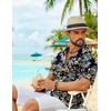 image:imageCOOFANDY Mens Hawaiian Shirt Short Sleeve Floral Button Down Shirts Tropical Summer Beach Shirts Camp Collar ShirtBlack Khaki Flower