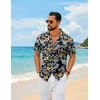image:imageCOOFANDY Mens Hawaiian Shirt Short Sleeve Floral Button Down Shirts Tropical Summer Beach Shirts Camp Collar ShirtBlack Khaki Flower