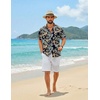image:imageCOOFANDY Mens Hawaiian Shirt Short Sleeve Floral Button Down Shirts Tropical Summer Beach Shirts Camp Collar ShirtBlack Khaki Flower