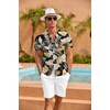 image:imageCOOFANDY Mens Hawaiian Shirt Short Sleeve Floral Button Down Shirts Tropical Summer Beach Shirts Camp Collar ShirtBlack Palm Leaf