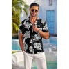 image:imageCOOFANDY Mens Hawaiian Shirt Short Sleeve Floral Button Down Shirts Tropical Summer Beach Shirts Camp Collar ShirtBlackwhite Floral
