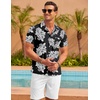 image:imageCOOFANDY Mens Hawaiian Shirt Short Sleeve Floral Button Down Shirts Tropical Summer Beach Shirts Camp Collar ShirtBlackwhite Floral