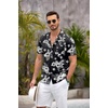 image:imageCOOFANDY Mens Hawaiian Shirt Short Sleeve Floral Button Down Shirts Tropical Summer Beach Shirts Camp Collar ShirtBlackwhite Flower