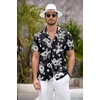 image:imageCOOFANDY Mens Hawaiian Shirt Short Sleeve Floral Button Down Shirts Tropical Summer Beach Shirts Camp Collar ShirtBlackwhite Flower